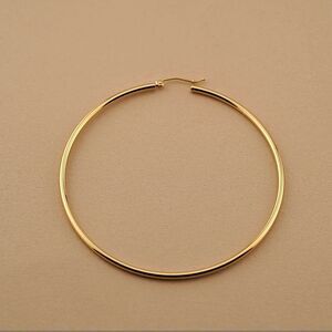 14k Real Gold Big Hoop Earrings | 2 mm thickness | 65 mm Diameter | Fine Jewelry